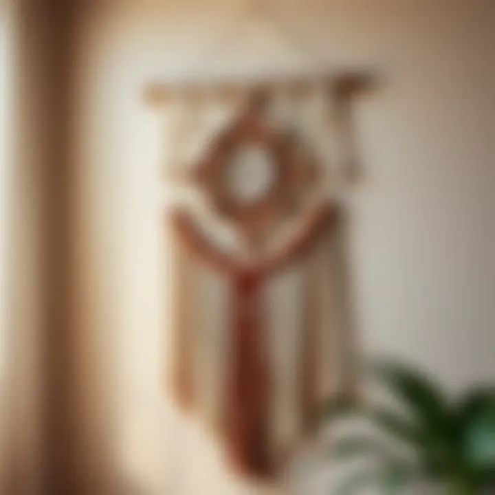 Finished macrame wall art showcasing creativity and craftsmanship