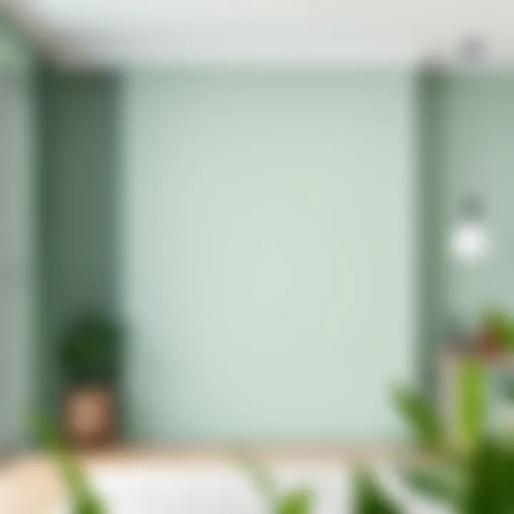 A serene mint green wall in a modern interior design setting