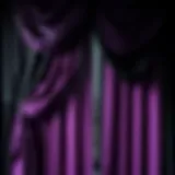 A striking combination of deep purple and black fabrics elegantly draped.