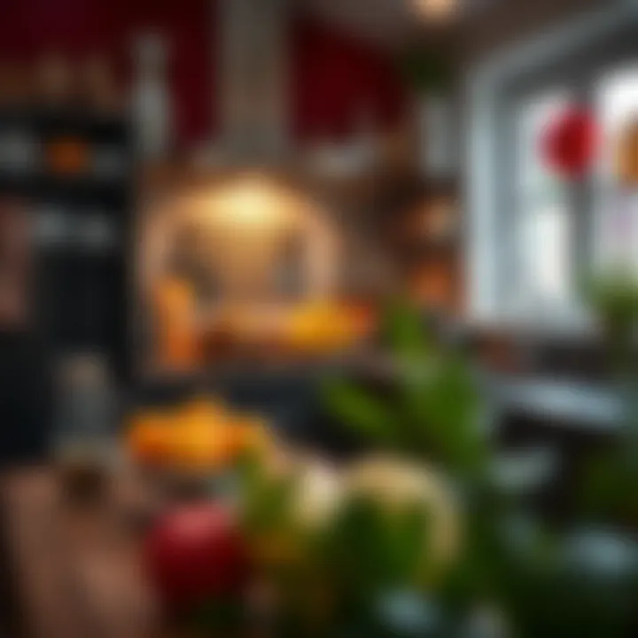 Vibrant kitchen space filled with unique decorative elements