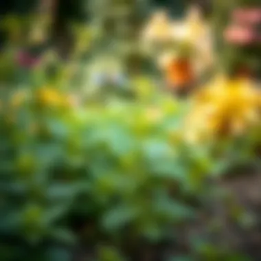 Natural pest control using mint oil in a garden setting