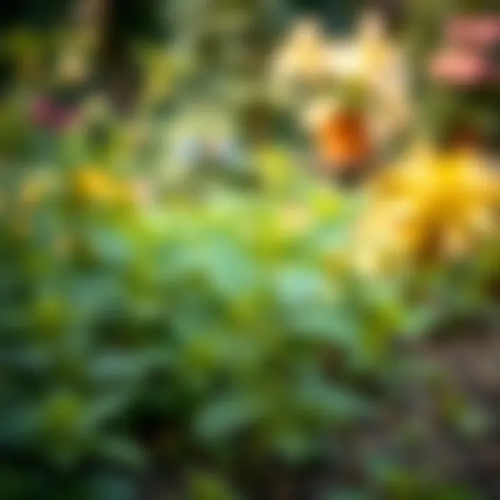 Natural pest control using mint oil in a garden setting