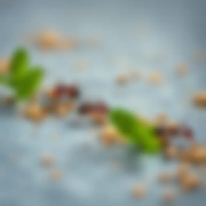 Ant trails on a surface with mint oil application