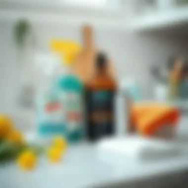 Natural cleaning supplies arranged on a countertop