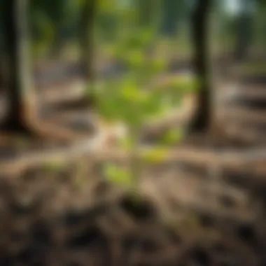 Success of Newly Planted Trees A scenic view of a newly planted tree thriving in its environment