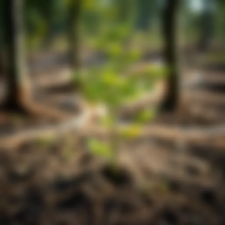 Success of Newly Planted Trees A scenic view of a newly planted tree thriving in its environment