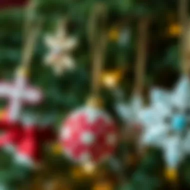 Handmade Decorative Touches A close-up of handmade decorations adding a personal touch to the tree