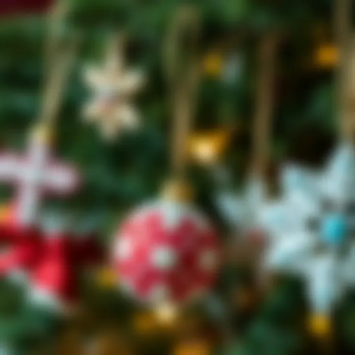 Handmade Decorative Touches A close-up of handmade decorations adding a personal touch to the tree