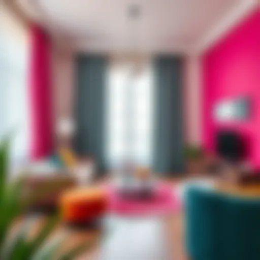 Modern living room with vibrant colors