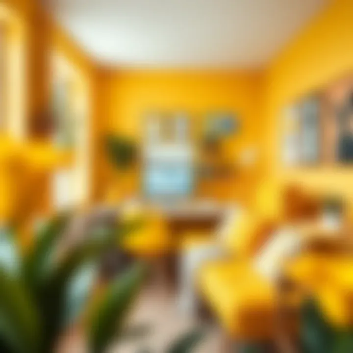 Vibrant workspace decorated with energizing yellow accents