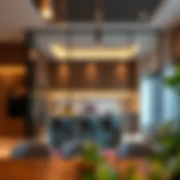 Elegant glass partition that seamlessly blends aesthetics and functionality in an open kitchen