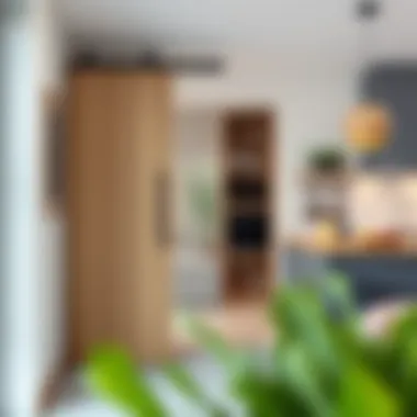 Contemporary Sliding Door Solution Modern sliding door enhancing privacy and sound insulation in kitchen spaces