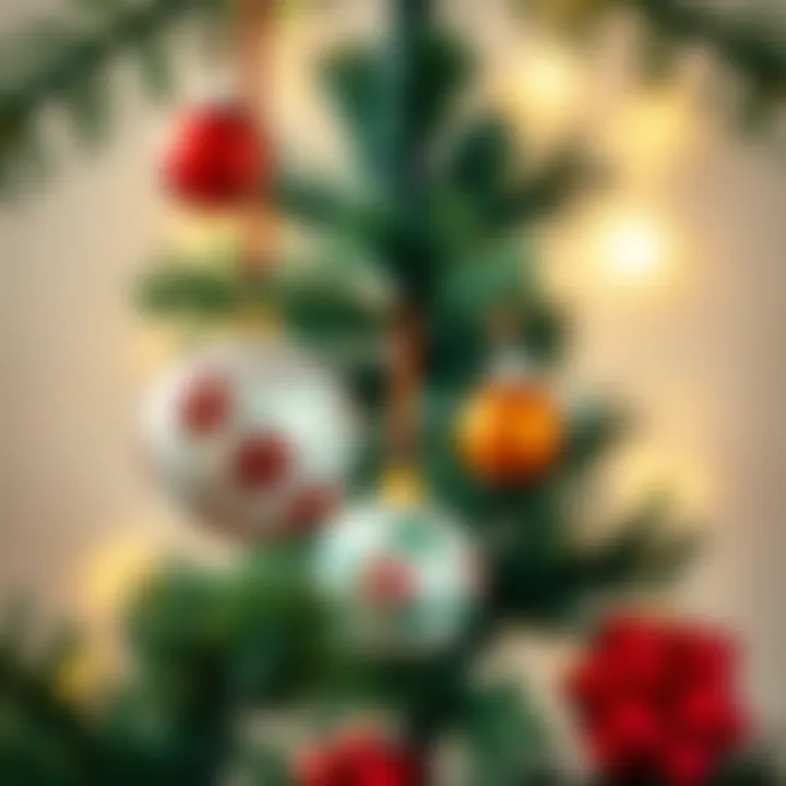 Decorative ornaments adorning a handmade tree