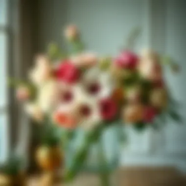 Floral Elegance: Indoor Decorative Arrangements Elegant arrangement of oversized blooms indoors