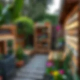 Charming garden design using wooden pallets