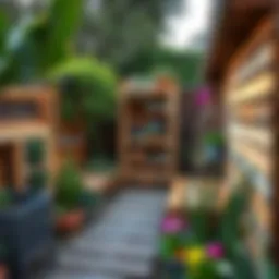 Charming garden design using wooden pallets