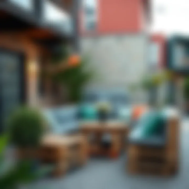 Creative outdoor seating area made from pallets