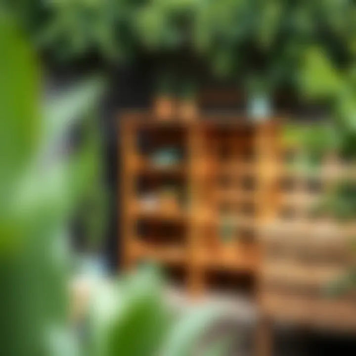 Functional and aesthetic pallet shelving in a garden