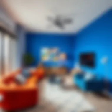 A vibrant shade of Pantone Blue applied in modern interior design