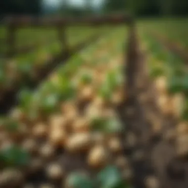 Field of potatoes ready for harvest
