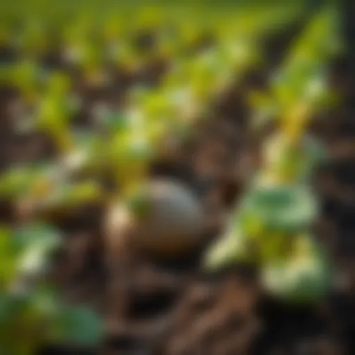 Potato planting in fertile soil