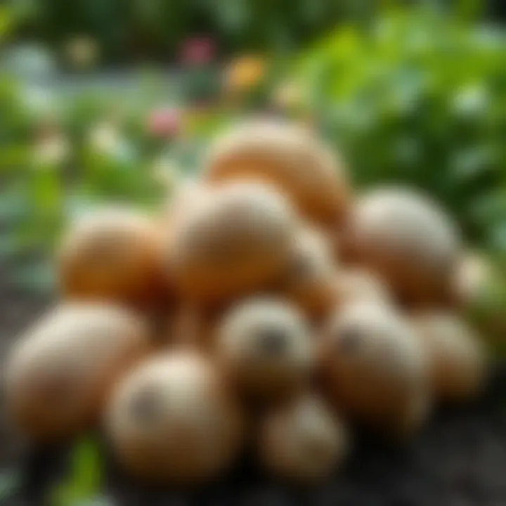 Different potato varieties in a garden