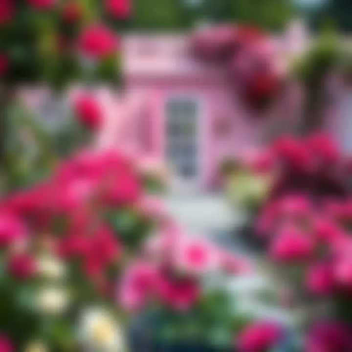 Exquisite Pink Garden Landscaping Exquisite pink garden with vibrant flowers and landscaping