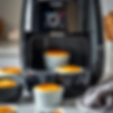 Air fryer showcasing the souffle cooking process