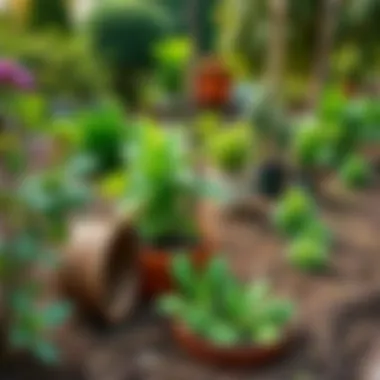 Healthy garden with lush green plants and trees