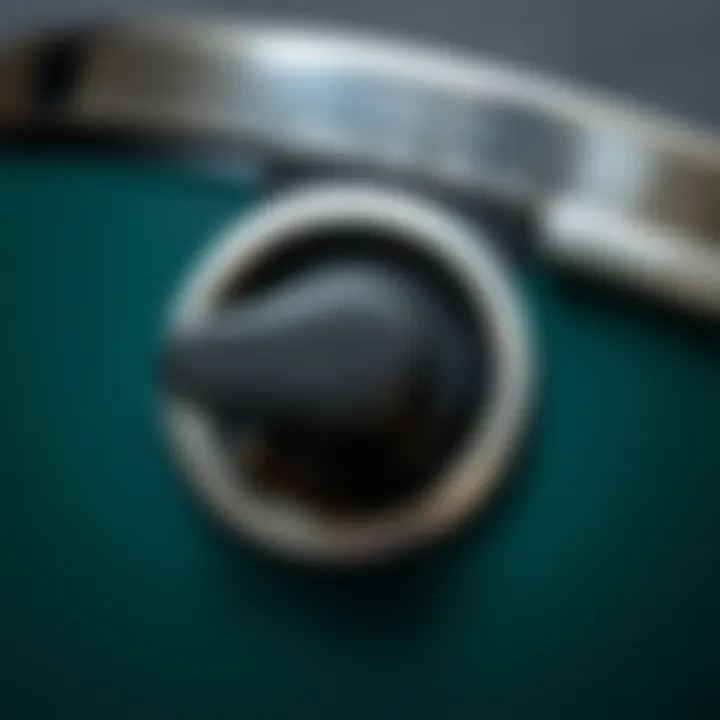 Close-up of the pressure release valve on a classic pot