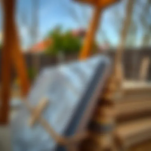 Detailed view of swing frame construction materials