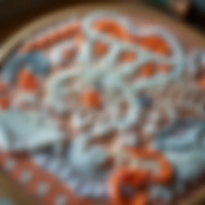 Intricate Punch Needle Artwork Close-up of punch needle artwork showcasing intricate designs