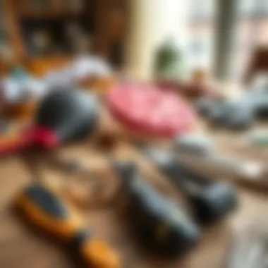 Essential Tools for Punch Needle Crafting Punch needle tools arranged neatly on a crafting table