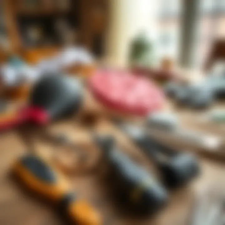 Essential Tools for Punch Needle Crafting Punch needle tools arranged neatly on a crafting table