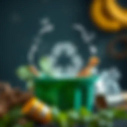 Illustration of recycling process with arrows and materials