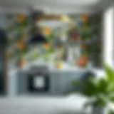 Stylish kitchen featuring removable wallpaper