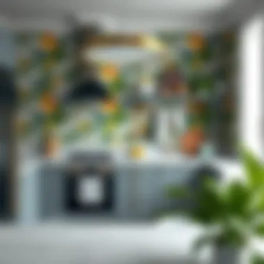 Stylish kitchen featuring removable wallpaper