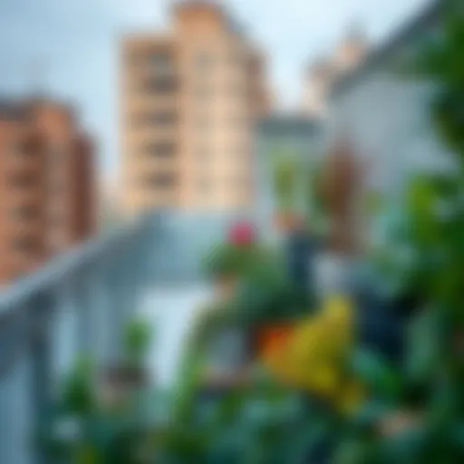 Elegant rooftop balcony design with greenery