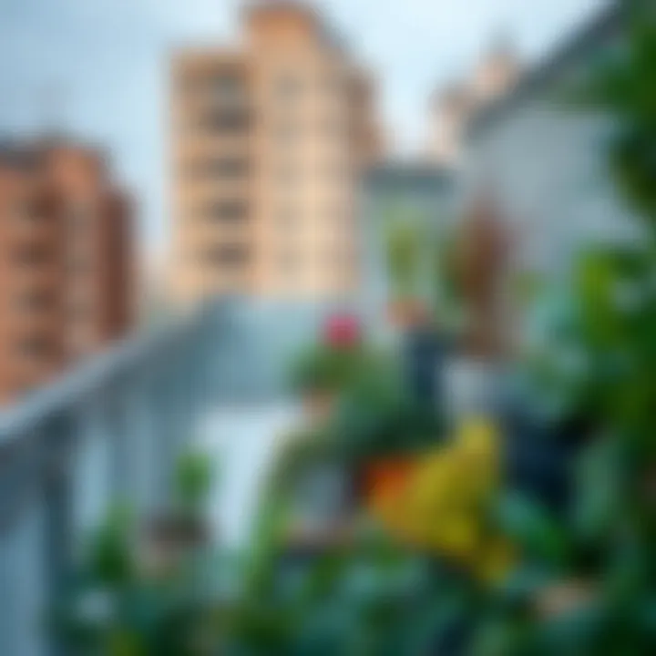 Elegant rooftop balcony design with greenery