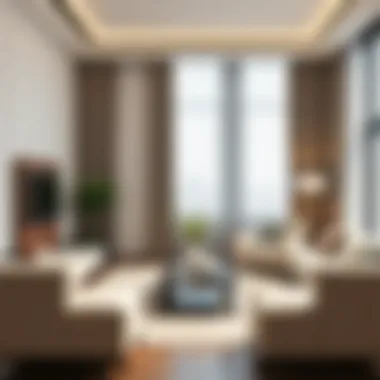 Contemporary living room design with elegant furniture and decor