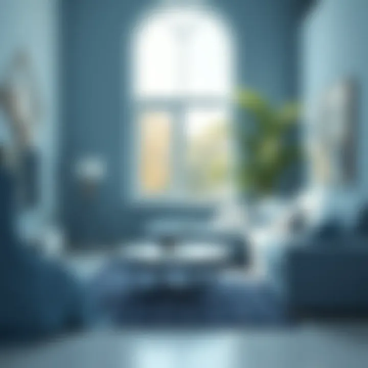 Peaceful lounge area with calming blue hues