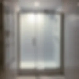 A pristine shower cabin reflecting light