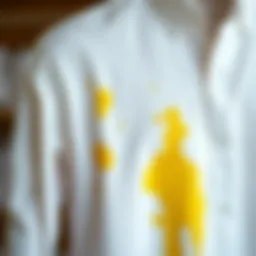 A pristine white shirt with yellow stains on it