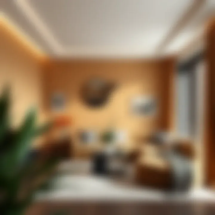 A serene interior space featuring brown as a dominant color