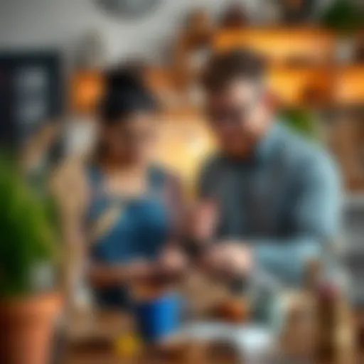 Creative couple working on a DIY project at home