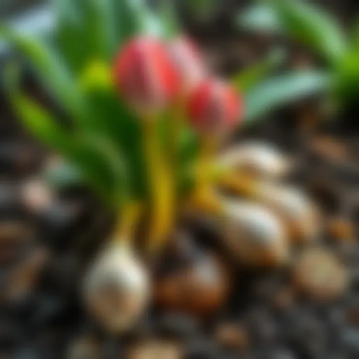 Close-up of cyclamen roots and bulbs