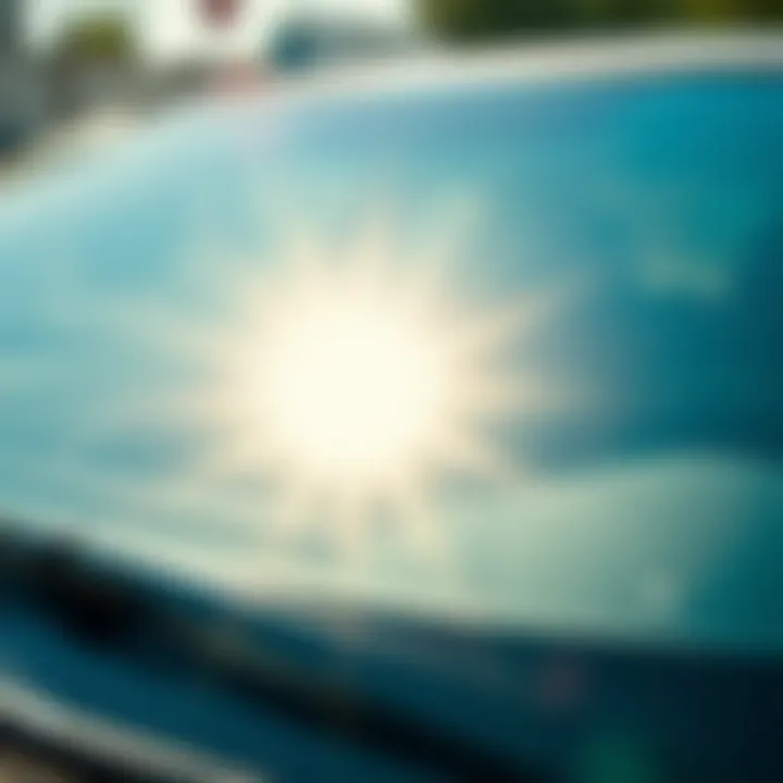 Reflecting Brilliance: The Power of Vinegar on Windshields A pristine car windshield reflecting sunlight