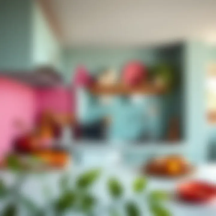 Creative use of colors in a compact kitchen