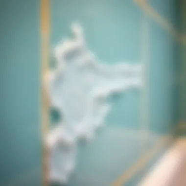 Close-up of soap residue on a bathroom wall