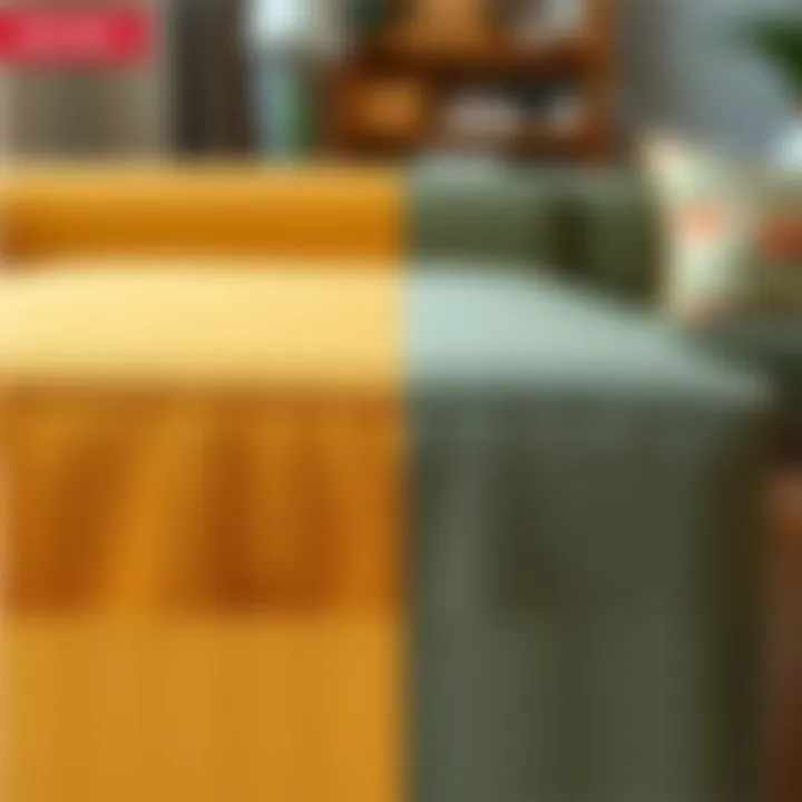 Before and after comparison of sofa fabric after adhesive removal